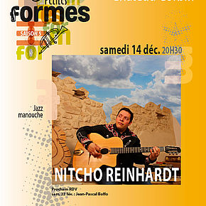 Affiche du concert de Nitcho Reinhardt Trio au Chateau Corbin
